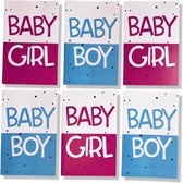 6 Cards & Crafts Geboortekaartjes Babygirl en Babyboy | Zoon / Dochter | 12x17,5cm | Gevouwen kaarten inclusief enveloppen