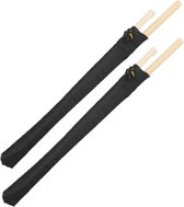 Eetstokjes gemaakt van bamboe in zwart stoffen zakje 4x stuks - Herbruikbare eetstokjes voor sushi - Milieuvriendelijk