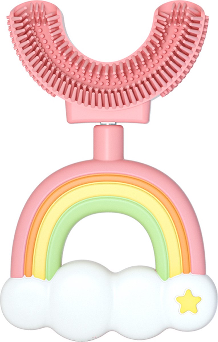 Goedkoopste Tandenborstel baby's - U vorm tandeborstel - baby's 2 tot 24 maanden - Roze - Regenboog - Peuter tandenborstel