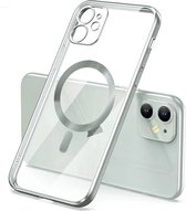 DrPhone YCA2 Pro - Siliconen Hoesje – Magnetisch - Schokbestendig - TPU – Back Cover – 6,1 Inch - Geschikt voor iOS Smartphone 13 - Transparant/Zilver