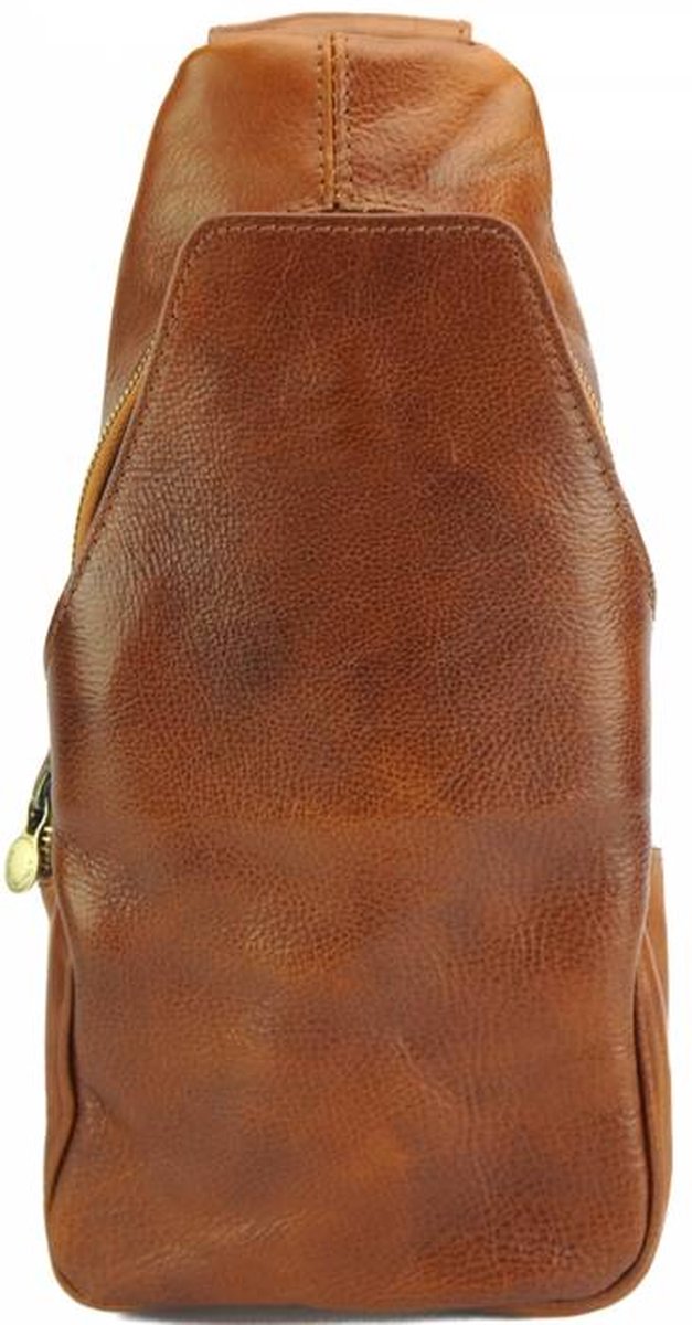 Kleine Leren Herentas Damestas Overslagtas Anker Cognac - Barneys Leather