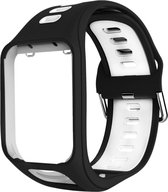 TomTom horlogeband - siliconen gesp polsbandje geschikt voor TomTom Spark / Spark 3 Cardio en Music - Runner 3 - Runner 2 - Golfer 2 - Adventurer - Zwart/wit