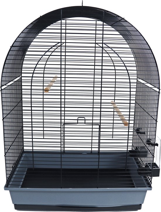 Foto: Interzoo vogelkooi lusi 3 kleur zwart grijs afmetingen 54 34x75 cm 