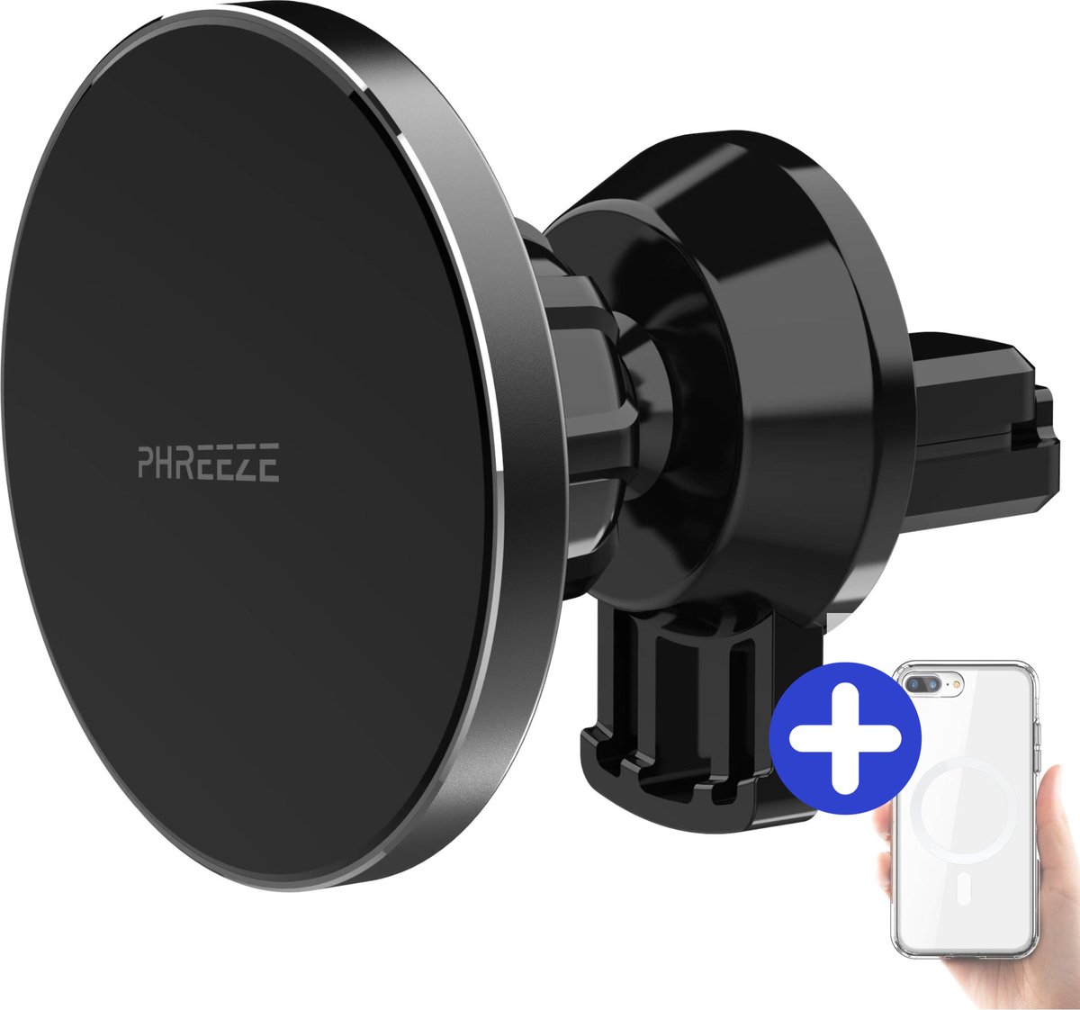 Telefoonhouders Auto Magneet + Magnetisch Hoesje iPhone 8 Plus - Draadloze Snellader Auto met Magneet