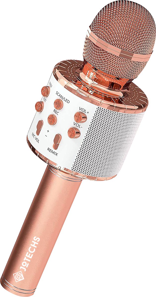 Jotechs Karaoke Microfoon Rose Goud - Draadloos - Superieur Geluidskwaliteit met Magische Stemmen Voor Een Gezellig Feest - Roze - Nieuw Model 2023