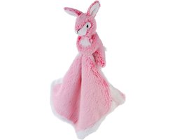 Roze konijn/haas tuttel/knuffeldoekje 25 cm - Konijnen/hazen bosdieren knuffels - Baby geboorte kraamcadeaus