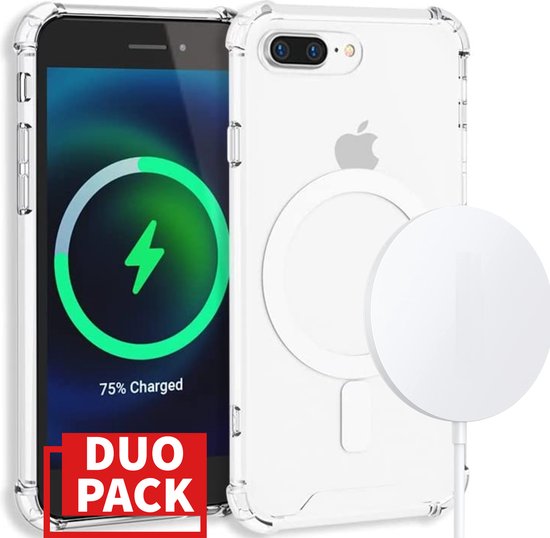iPhone 7 Plus MagSafe Oplader + Transparant UltraHD Hoesje - MagSafe  Snellader -... | bol.com