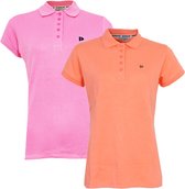 2-Pack Donnay Polo Pique - Poloshirt - Dames - Flamingo Pink/Salmon - maat XXL
