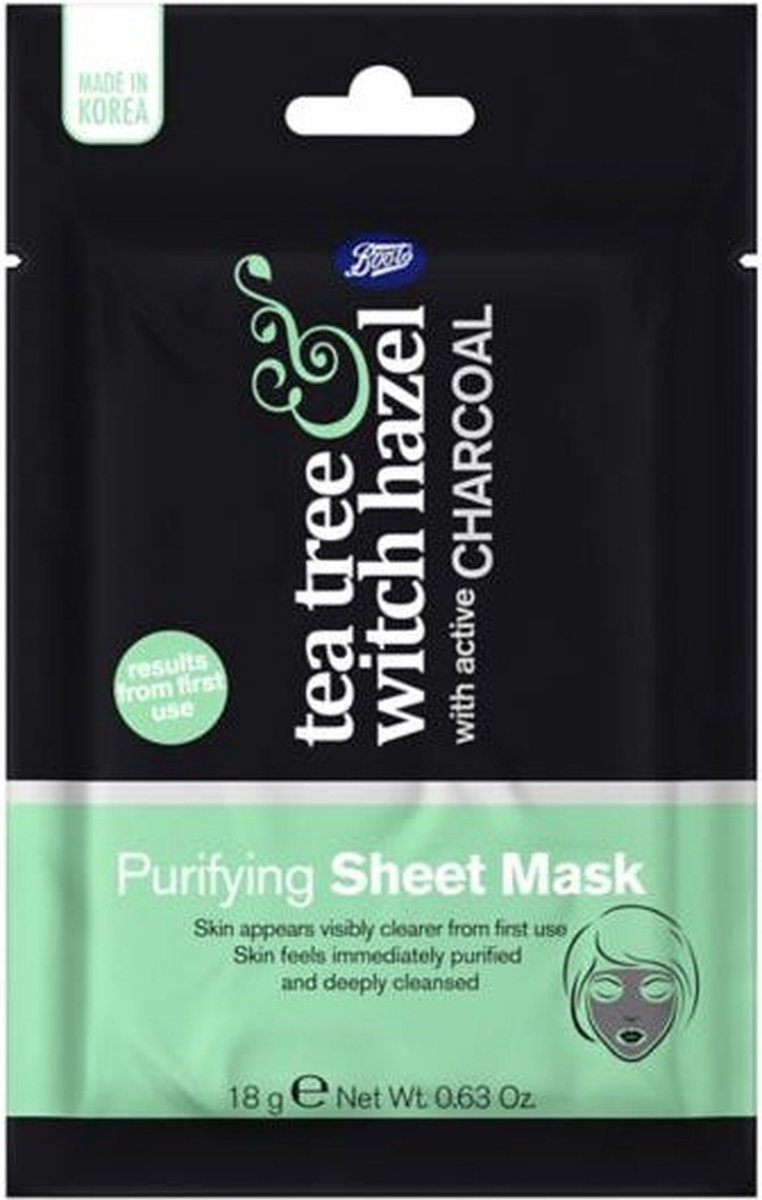 Boots Tea Tree & Witch Hazel Charcoal Purifying Sheet Mask