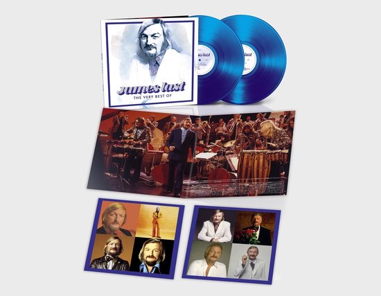 Albumhoes, opengeklapt met James Last in een orkest, en twee kleinere vierkante foto's van James Last.