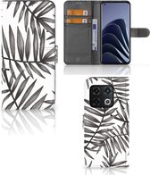 Étui avec texte OnePlus 10 Pro Wallet Book Case Feuilles Gris