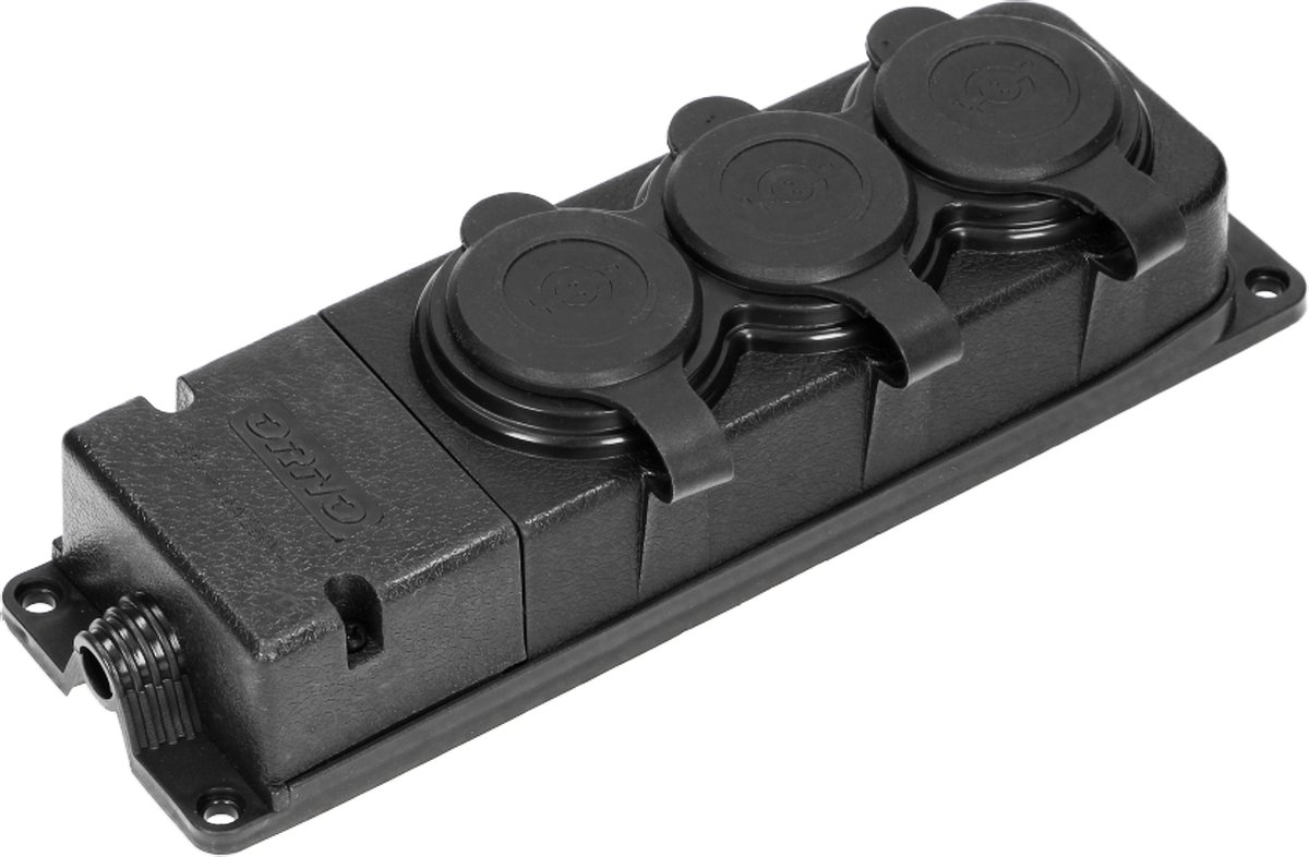 Orno - Warschotkel Gummiverdeler - Drievoudige Stopcontact - IP44 - Rubberen Behuizing