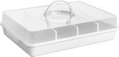 Plast Team - Kunststof doos met vakken voor het bewaren van voedsel - 38,3x28x9,5cm Helder Wit