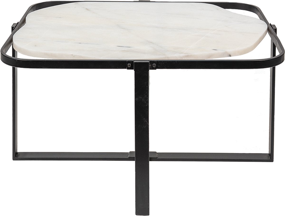 Clayre & Eef Salontafel 86x68x45 cm Zwart Wit IJzer