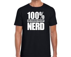 100% percent nerd tekst t-shirt zwart voor heren - honderd procent nerd shirt M