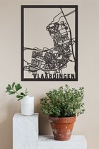 Carte de la ville en bois Vlaardingen Zwart Mdf 50x70cm Décoration murale pour sur le mur City Shapes