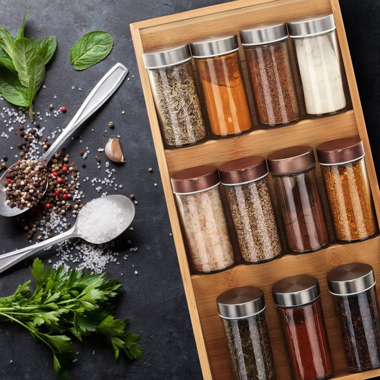 Relaxdays 2x étagère à épices horizontale - organisateur d'épices - étagère à pots à épices - étagère à épices