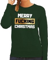 Foute kersttrui / sweater Merry fucking christmas groen voor dames - kerstkleding / christmas outfit XXL