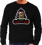 Dieren kersttrui poes zwart heren - Foute katten kerstsweater - Kerst outfit dieren liefhebber XL