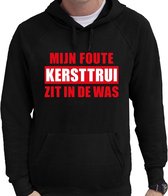 Foute Kersttrui hoodie sweater - Mijn foutekersttrui zit in de was - zwart - voor heren - kerstkleding - capuchon XL