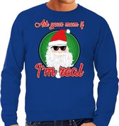 Foute Kersttrui / sweater - ask your mom í am real - blauw voor heren - kerstkleding / kerst outfit S