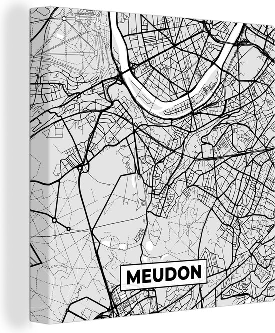 Canvas Schilderij Meudon - Plattegrond - Frankrijk - Kaart - Stadskaart - 50x50 cm - Wanddecoratie