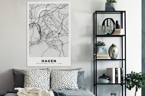 Peinture sur toile Allemagne - Plan de la ville - Plan d'étage - Haies - Carte - 80x120 cm - Décoration murale