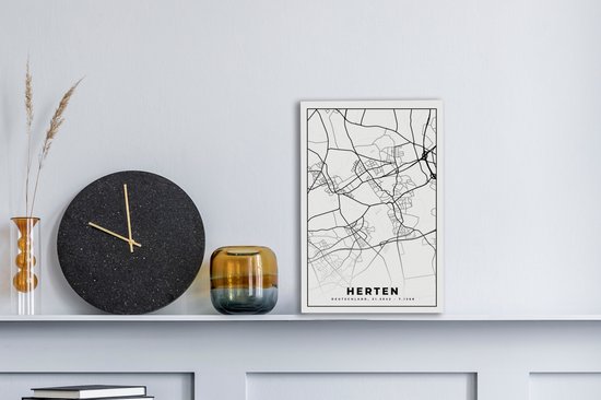 Tableau sur toile Cerf - Plan d'étage - Carte - Plan de ville - 20x30 cm - Décoration murale