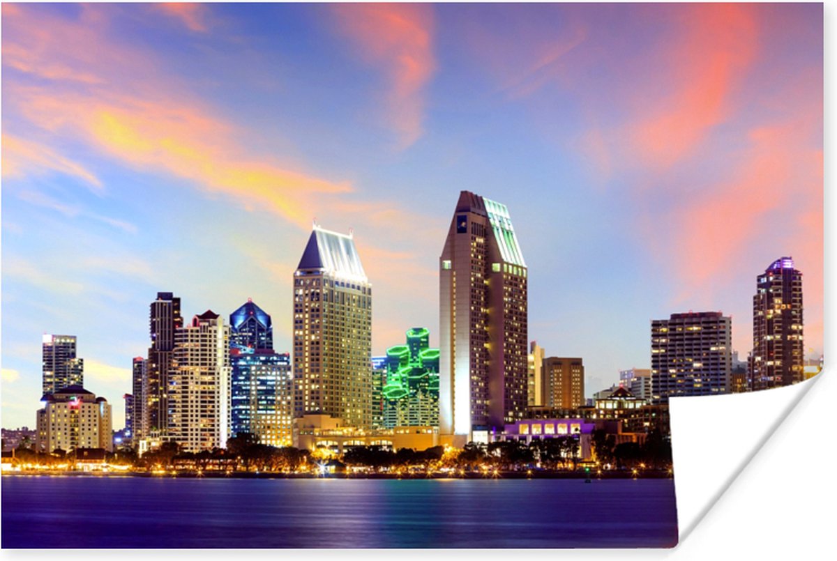 Poster Skyline - Verenigde Staten - Water - 60x40 cm