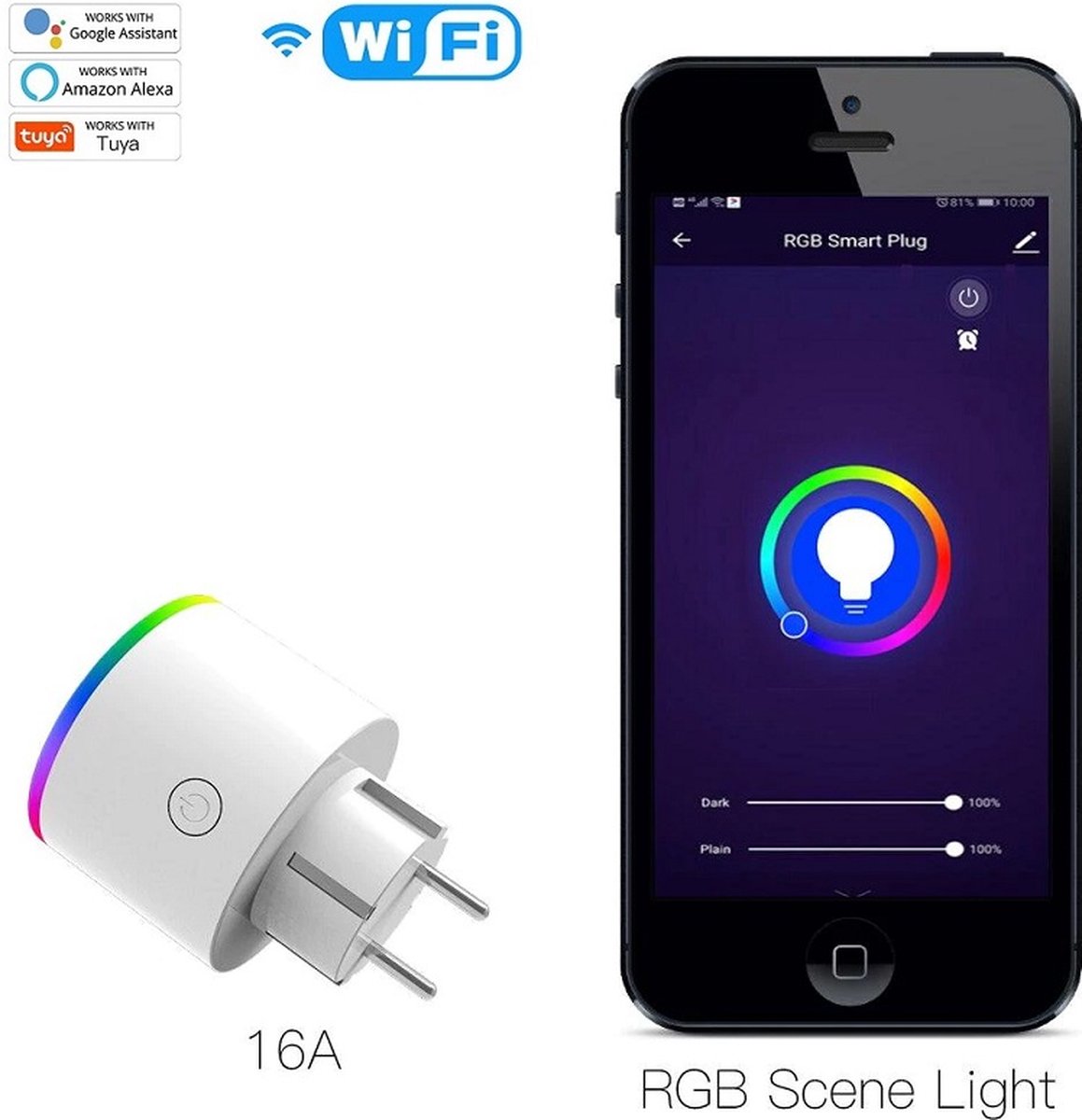 MOES Tuya WiFi Smart Plug LED - Slimme tussenstekker - Tuya Actoren - 16A
