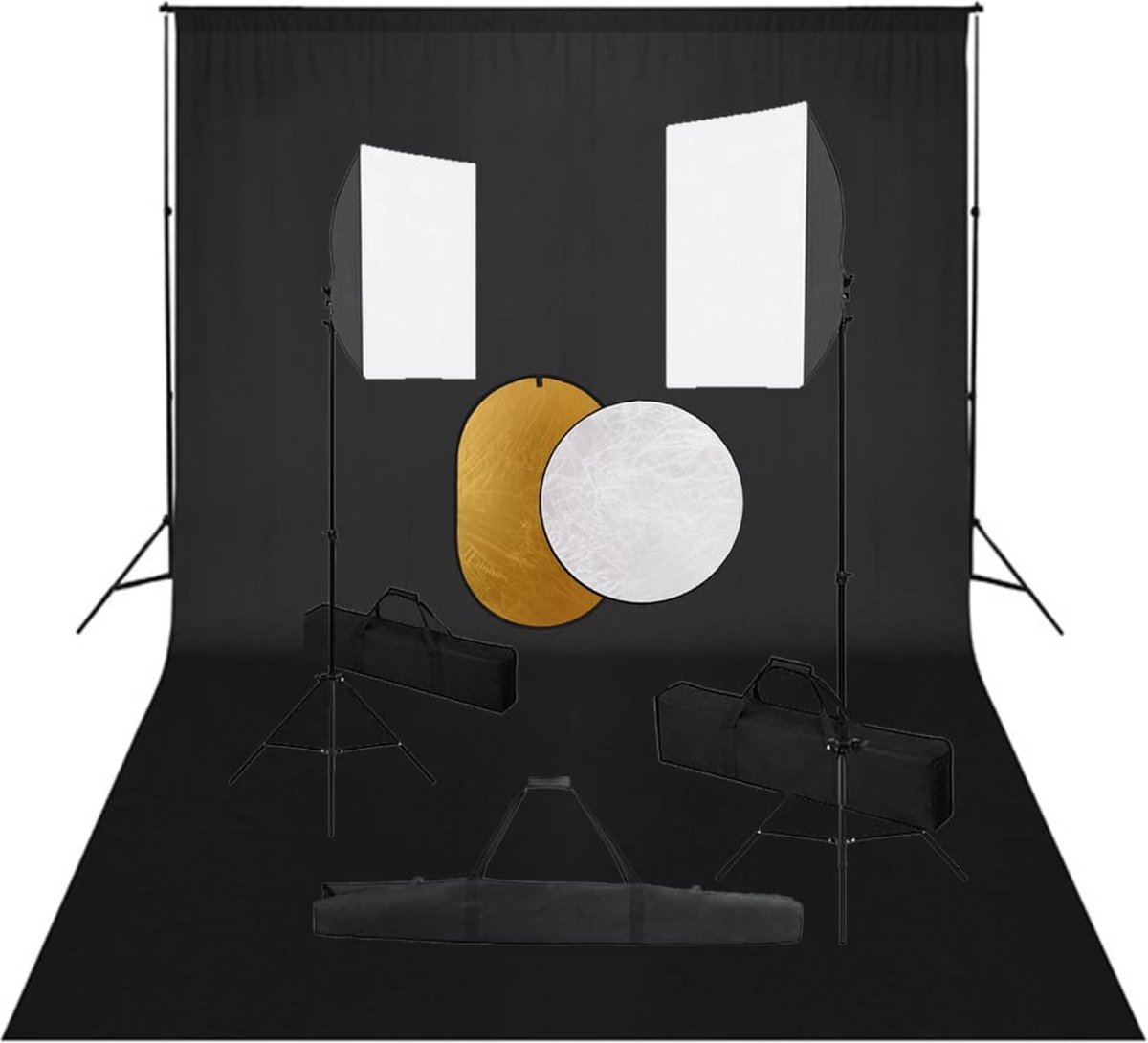 VidaLife Fotostudioset met softboxlampen, achtergrond en reflector