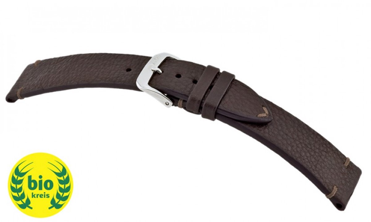 Horlogeband Mittenwald Donkerbruin - Leer - 20mm
