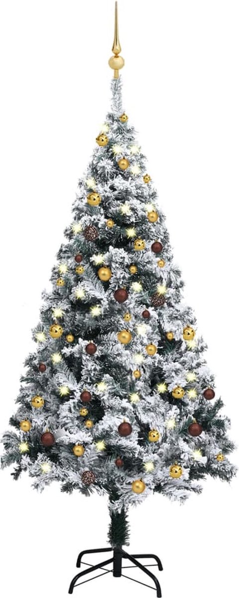 VidaLife Kunstkerstboom met LED's en kerstballen 150 cm PVC groen