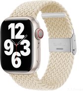 Bandje van gevlochten nylon - geschikt voor Apple Watch series 1/2/3/4/5/6/7/8/9/SE/SE 2/Ultra/Ultra 2 met case size 42 mm / 44 mm / 45 mm / 49 mm - ivoorkleurig