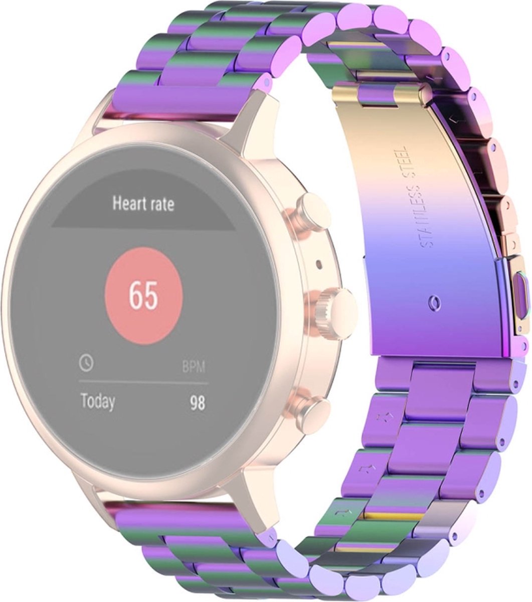 Stalen bandje - RVS - geschikt voor Fossil Gen 5E / Gen 6 / Fossil Female modellen - multicolor