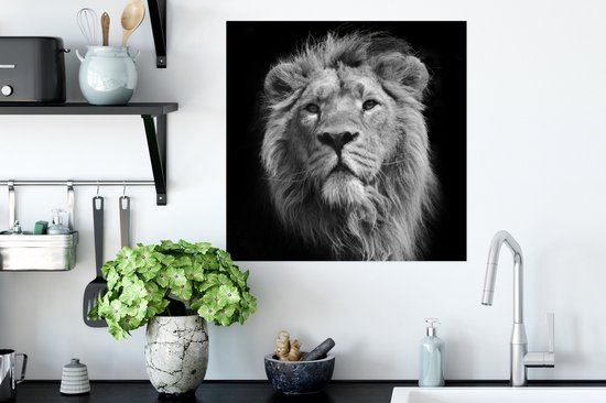 Affiche Lion - Animal - Zwart - Wit - 50x50 cm