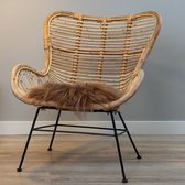 WOOOL® Coussin de chaise en peau de mouton - Marron islandais (38x38cm) SQUARE - Coussin de chaise - 100% réel - Un côté