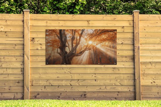 Jardin - Poster jardin - Arbre - Automne - Feuilles - 200x100 cm - Tableau jardin - Toile jardin - Poster extérieur