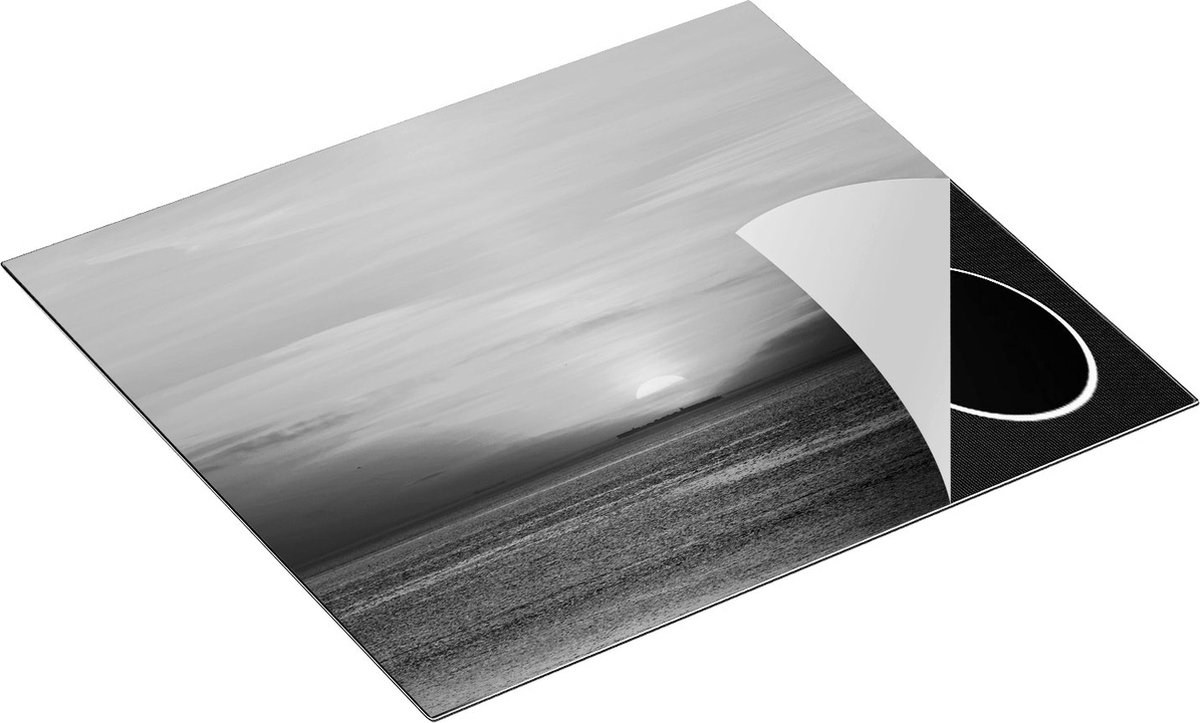 Chefcare Inductie Beschermer Zonsondergang in de Noordzee - Zwart Wit - 60x52 cm - Afdekplaat Inductie - Kookplaat Beschermer - Inductie Mat