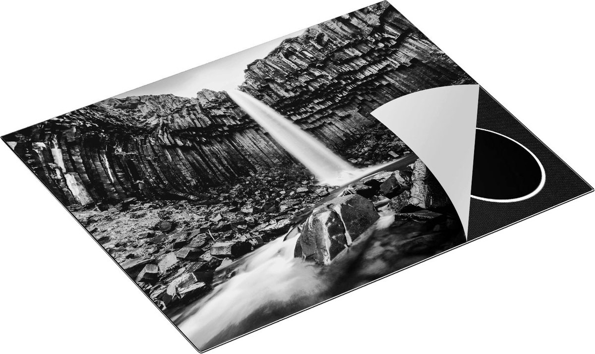 Chefcare Inductie Beschermer Waterval in IJsland - Zwart Wit - 65x50 cm - Afdekplaat Inductie - Kookplaat Beschermer - Inductie Mat