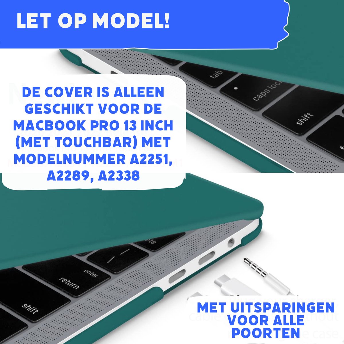 Laptopcover - Geschikt voor MacBook Air 13,3 inch - Case - Cover Hardcase - A1932/A2179/A2337 M1 (2018-2020) - Matte Groen