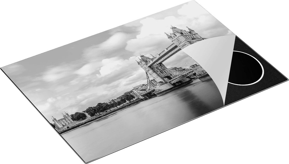 Chefcare Inductie Beschermer Tower Bridge in Londen - Zwart Wit - 75x55 cm - Afdekplaat Inductie - Kookplaat Beschermer - Inductie Mat