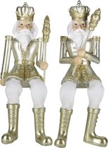 Clayre & Eef Figurine Set de 2 Casse-noisette 12 cm Couleur or Blanc Polyrésine Décoration de Noël