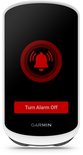 Garmin Edge Explore 2 met een rood alarmicoon en knop 'Alarm uitschakelen'.