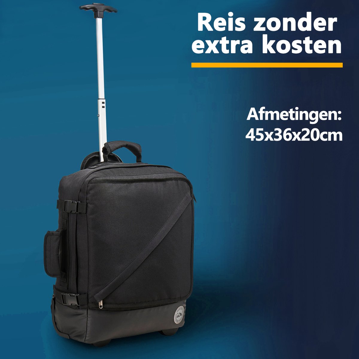 CabinMax Rugzaktrolley - Handbagage 30L - 45x36x20 cm - Zwart | bol.com