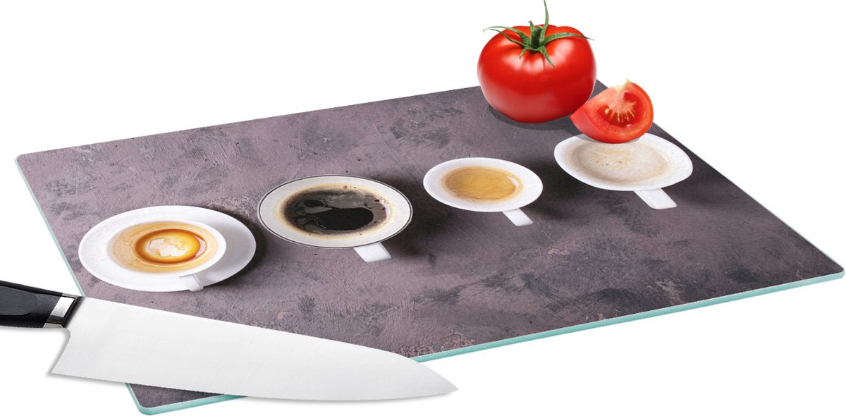 Glazen Snijplank - 39x28 - Koffie - Keuken - Industrieel - Snijplanken Glas