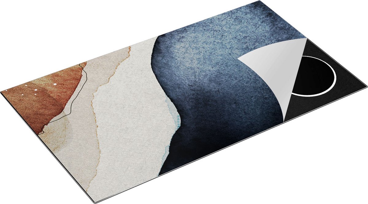 Chefcare Inductie Beschermer Abstracte Kunst - Bruin Beige Blauw - 91,2x52 cm - Afdekplaat Inductie - Kookplaat Beschermer - Inductie Mat