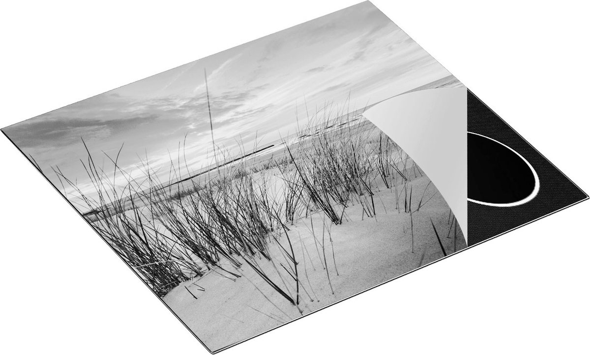 Chefcare Inductie Beschermer Strand en Zee vanuit Duinen - Zwart Wit - 60x50 cm - Afdekplaat Inductie - Kookplaat Beschermer - Inductie Mat