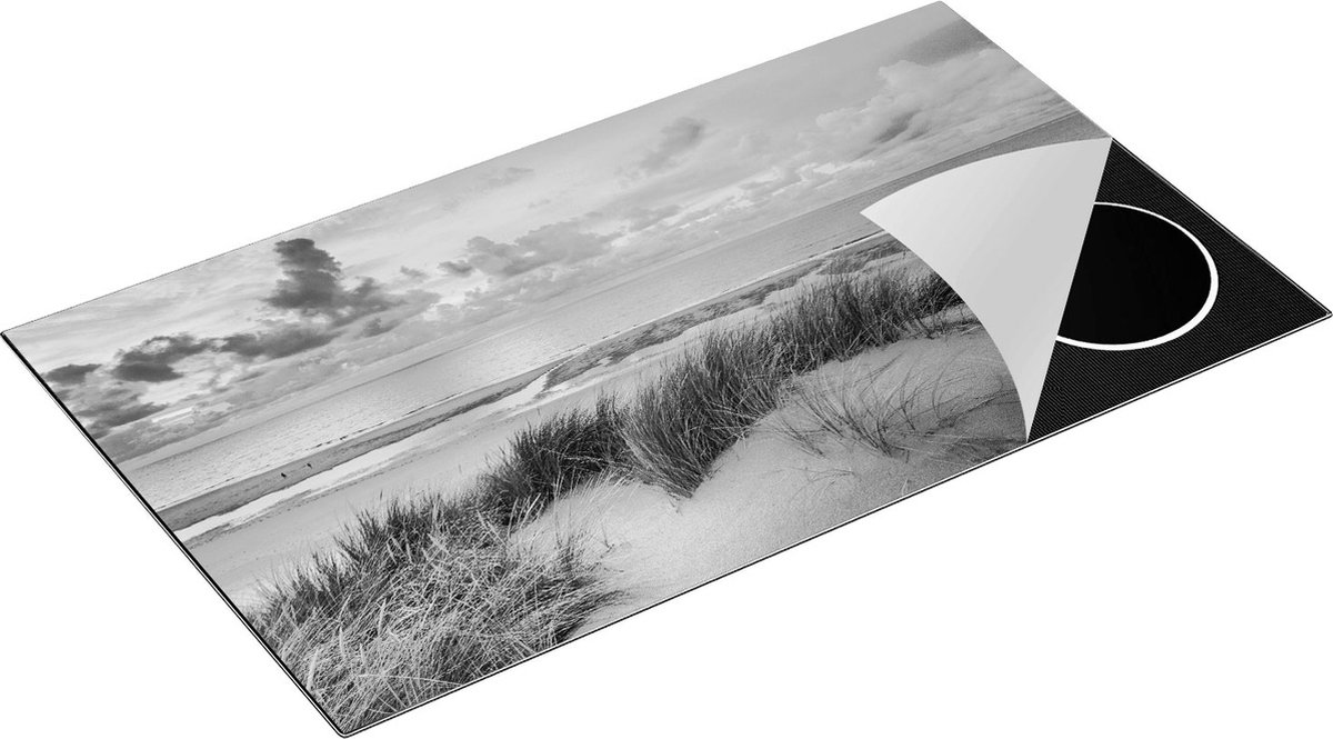 Chefcare Inductie Beschermer Strand en Duinen - Zwart Wit - 90x55 cm - Afdekplaat Inductie - Kookplaat Beschermer - Inductie Mat