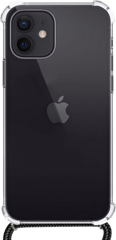 Transparante hoes voor iPhone 12 met zwart koord.